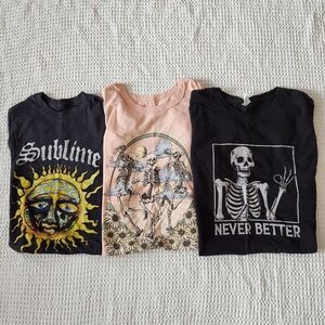 Set Of 3 Womens Graphic Tees- Black